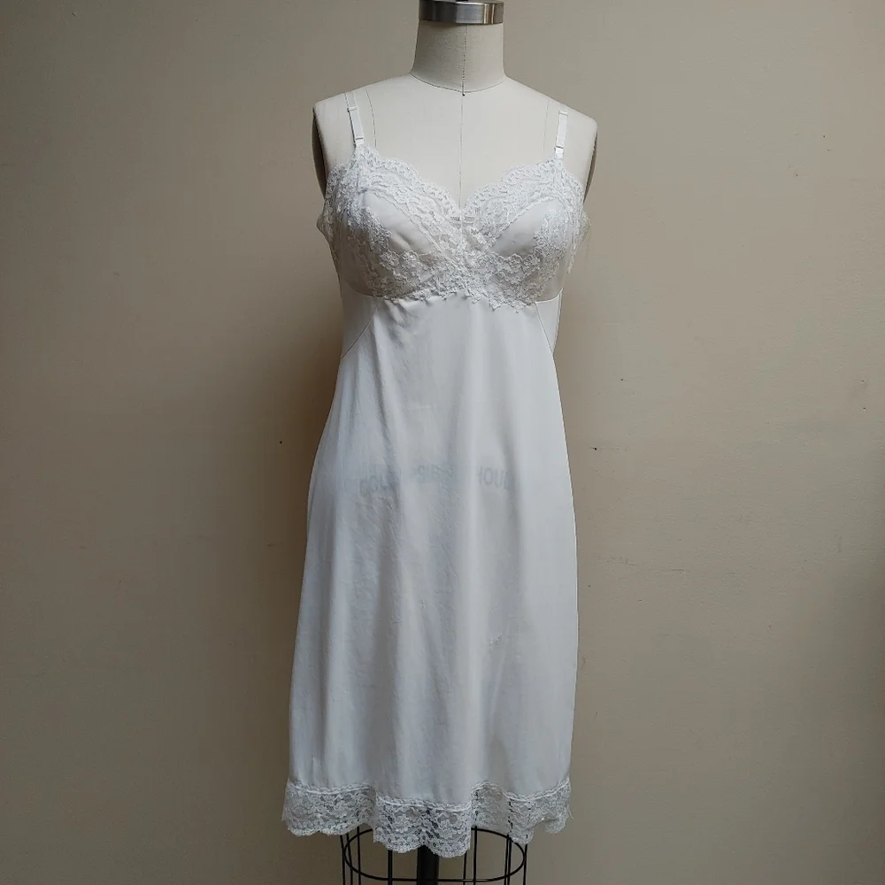 VTG Vassarette White Full Slip 36 - Picture 1 of 10